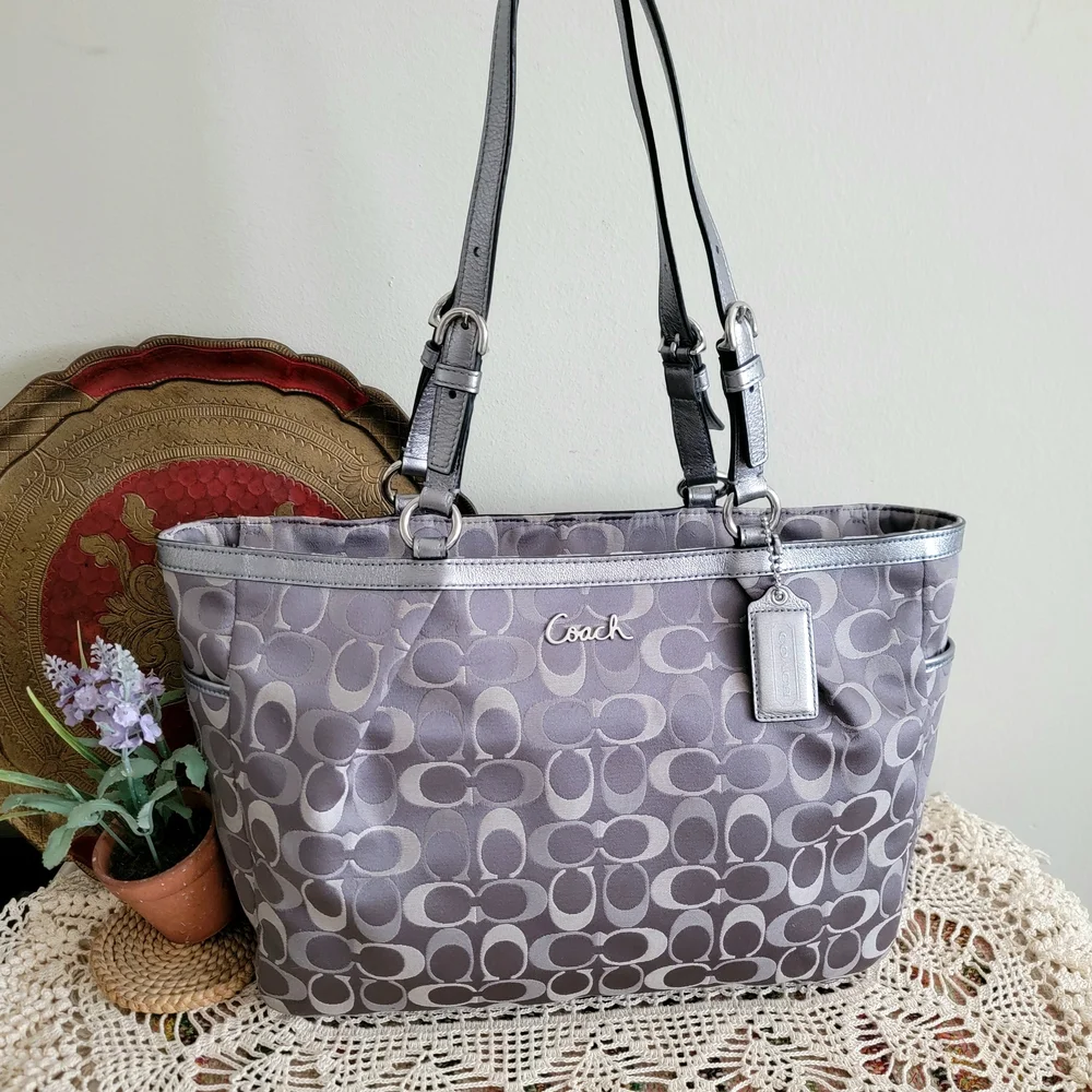 Coach Gray Signature Tote Bag